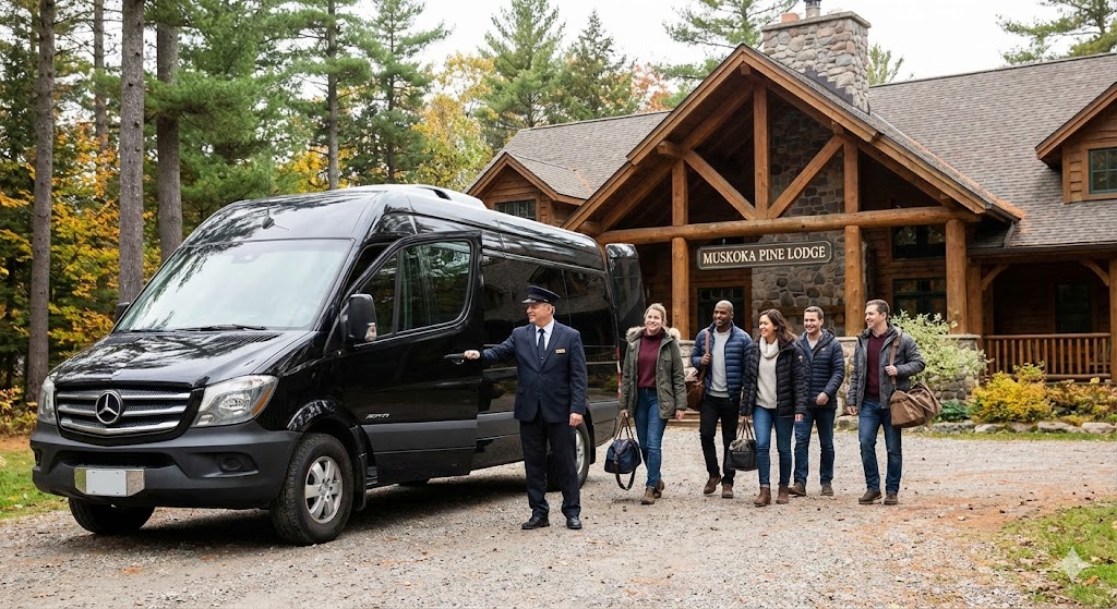 Chauffeur opening Sprinter door for departing colleagues