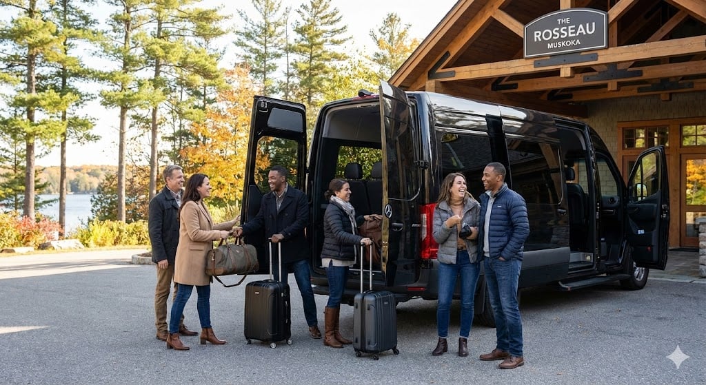 Executive Team Loading Luggage into Sprinter Van at Resort