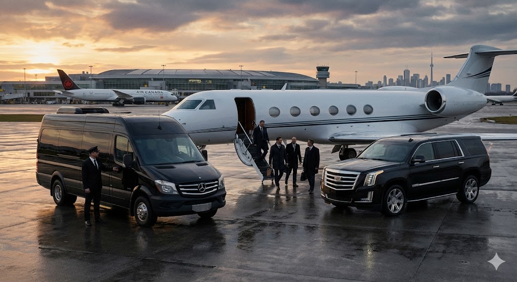 Corporate Airport Group Transfer for YYZ, YTZ & YHM. Flight tracking, FBO private jet coordination & executive shuttles. Call 905-633-5804.