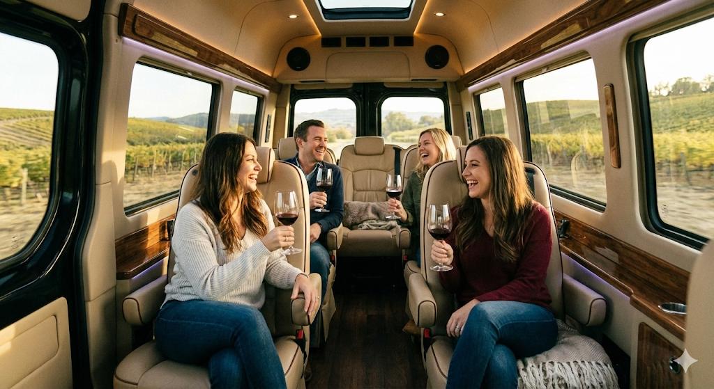 Niagara Limo Service 8 VIP wine tour with luxury Sprinter van interior