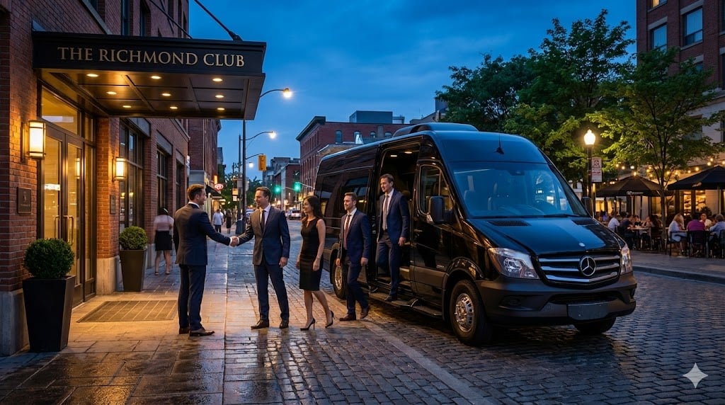 Premium charter bus service at Markham event venue