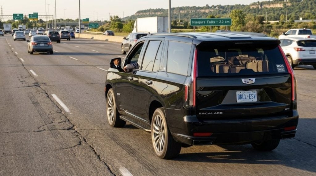 RM Locations 4 2025 black escalade esv qew highway driving niagara falls post bmo field match transfer