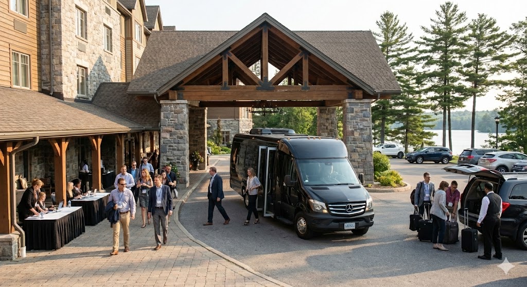 28-seat mini-coach at conference venue