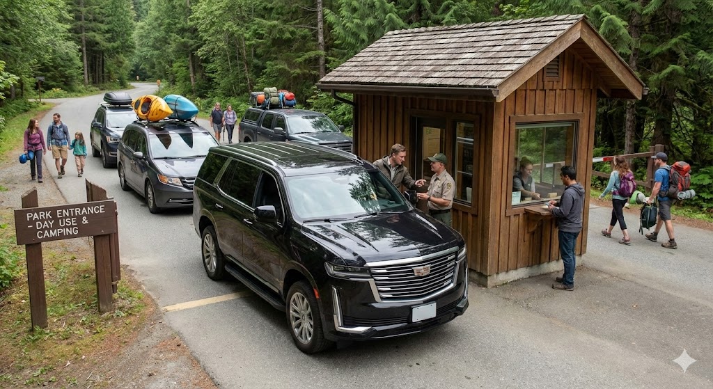 Chauffeur at Muskoka destination entrance