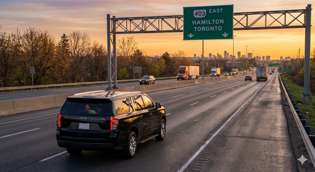 Highway 403 Ancaster to Toronto Pearson route
