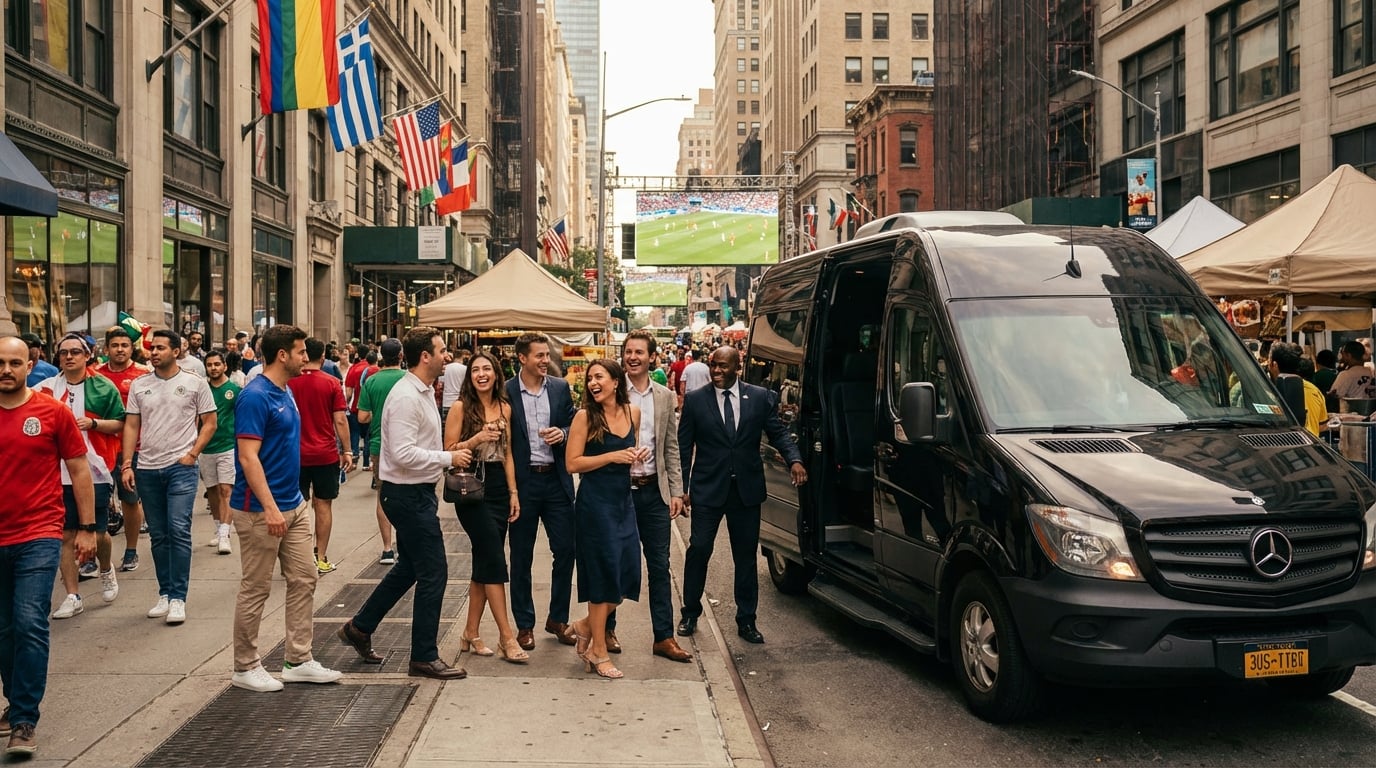 Black executive vehicle fleet ready for FIFA World Cup corporate transportation bookings