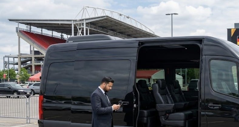Party Bus Alternative Toronto | Sprinter Van from $875 7 Mercedes Sprinter in the VIP lot at BMO Field for a Germany match at FIFA 2026
