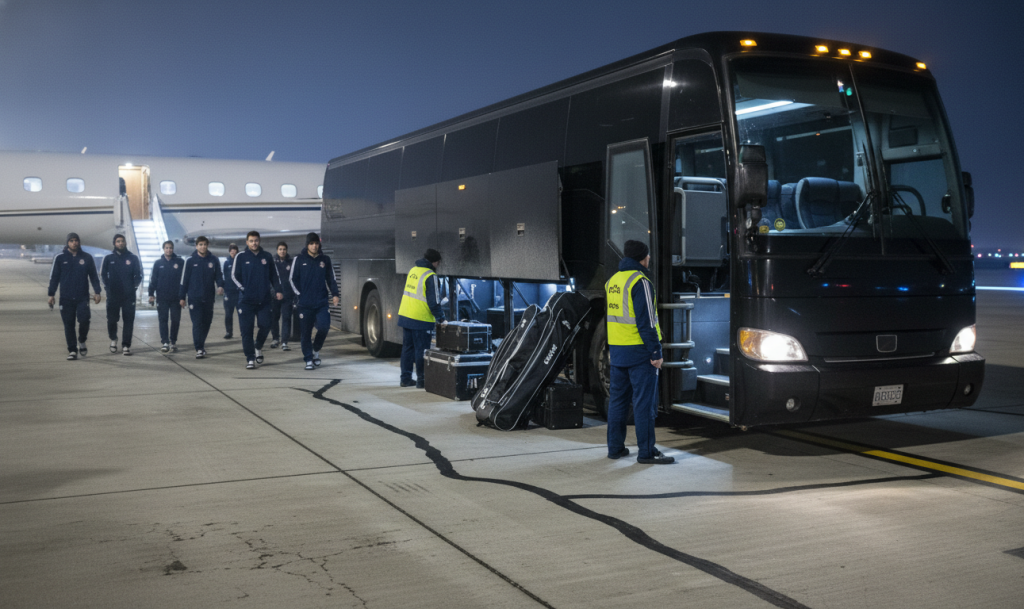 RM Locations 56 Charter bus Toronto Pearson - hockey team transferring from private jet to coach