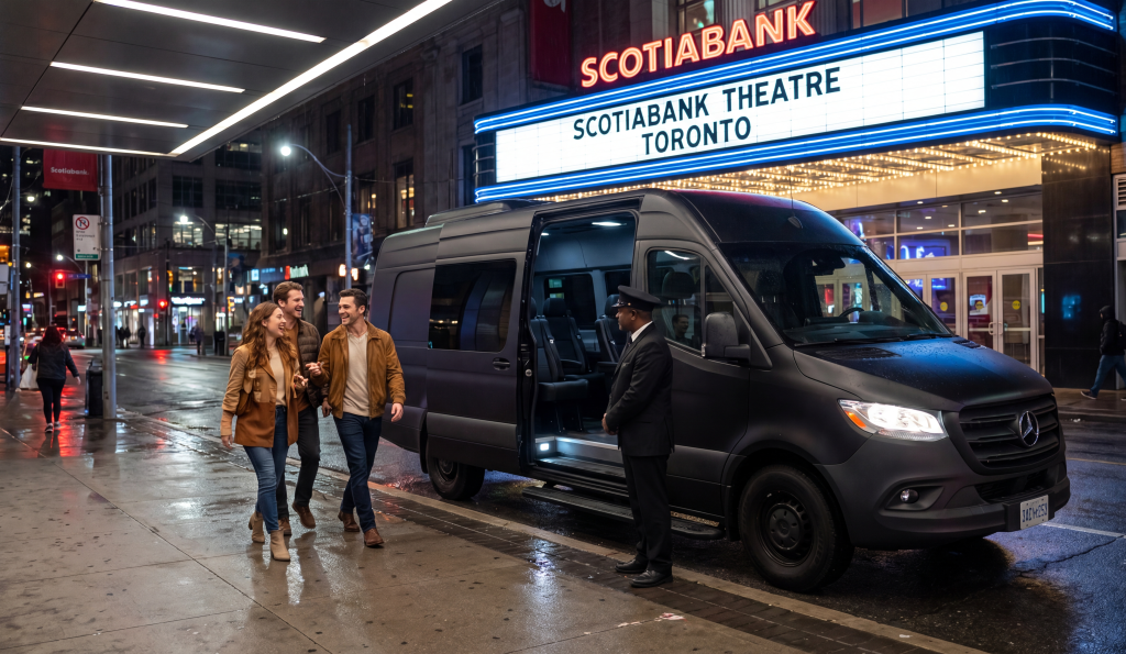 Mercedes Sprinter on Richmond Street at 1am after late night TIFF screening