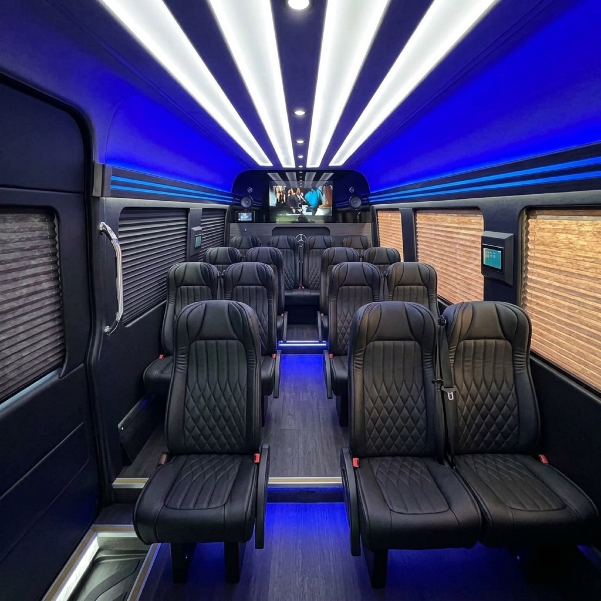 executive sprinter interior showing 14 seats