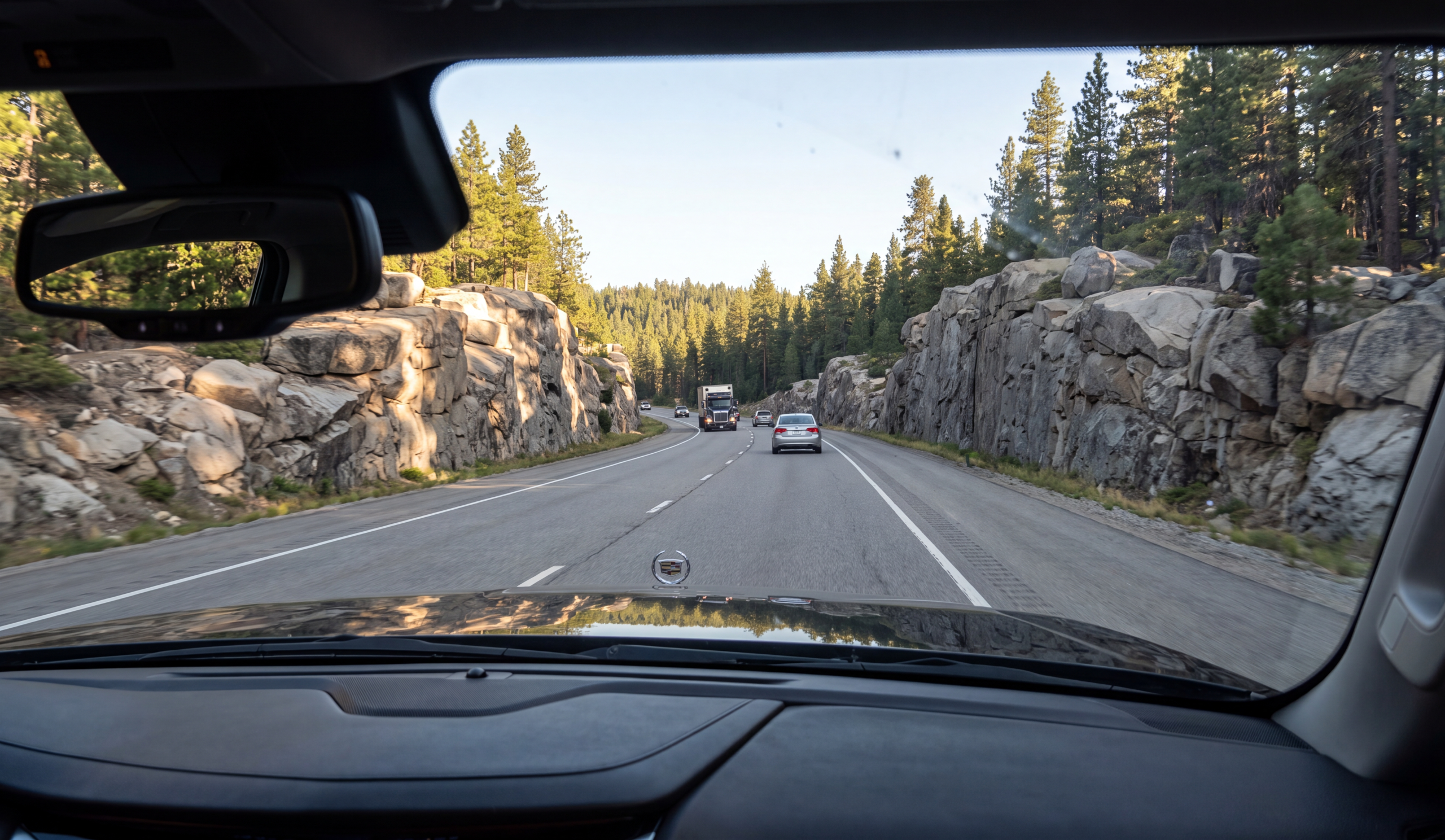 Driving north on Highway 400 through Muskoka granite cuts