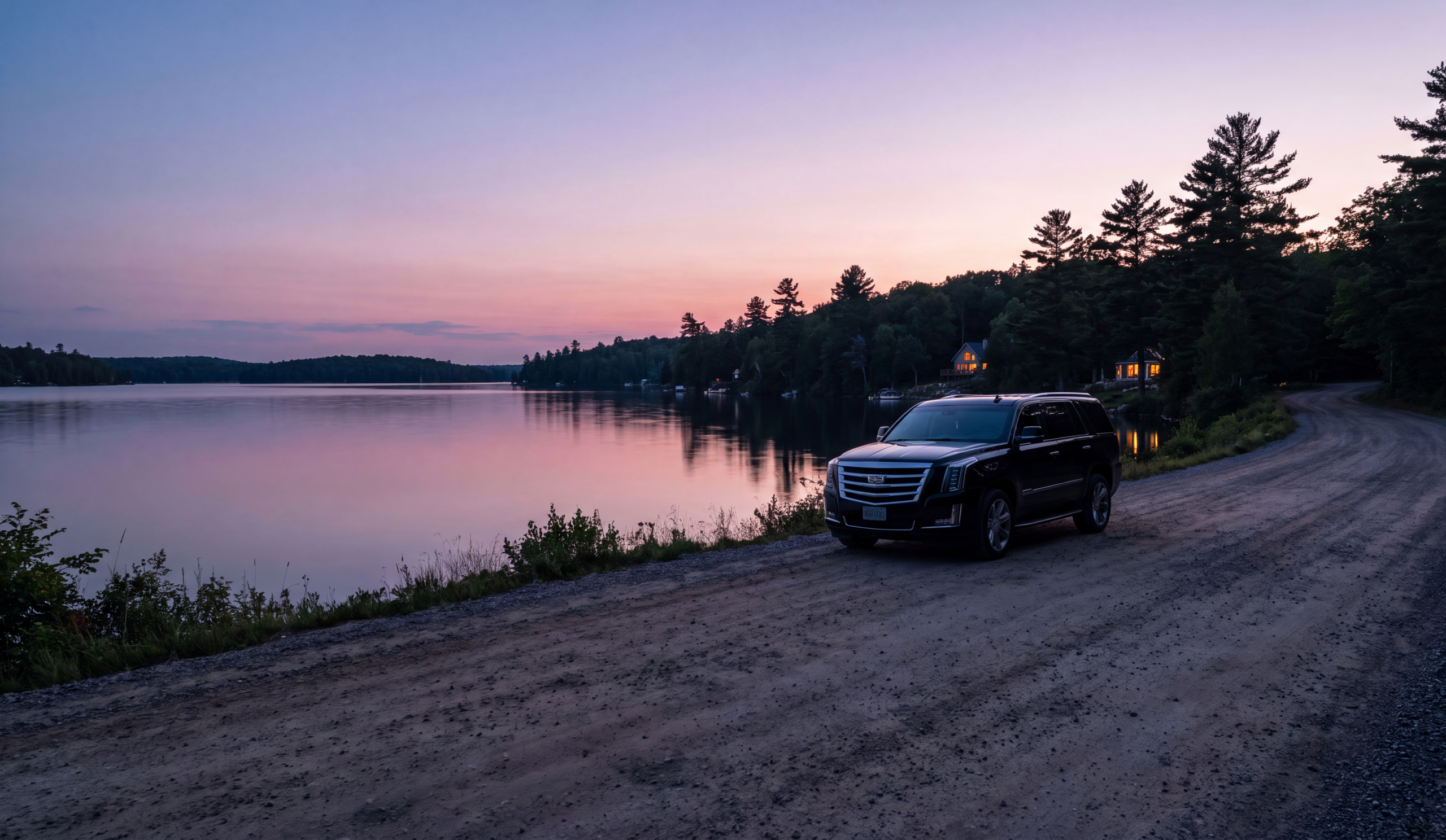 Lake Muskoka shoreline near Bala at dusk