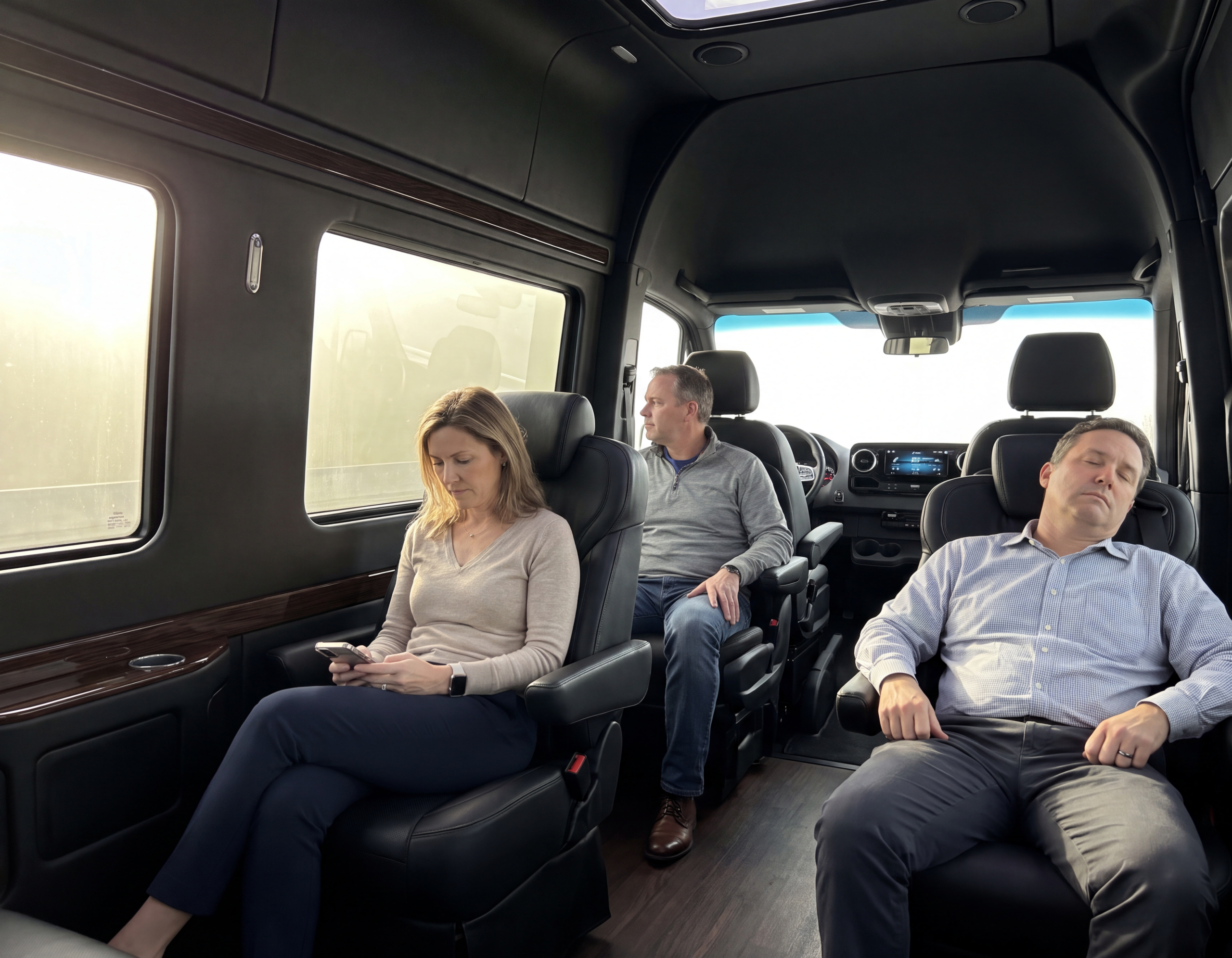 Executive Sprinter cabin interior en route to Muskoka Bay Resort