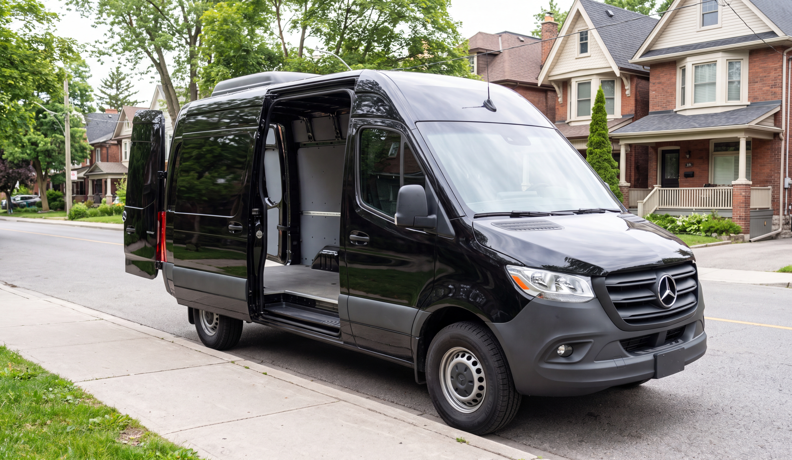 Black Mercedes-Benz Sprinter parked curbside in Toronto