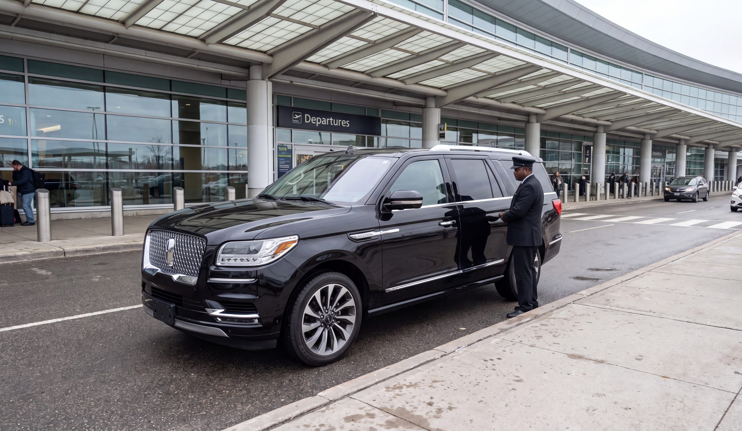 Party Bus Alternative Toronto | Sprinter Van from $875 9 Black Lincoln Navigator SUV with chauffeur at the kerb, Toronto