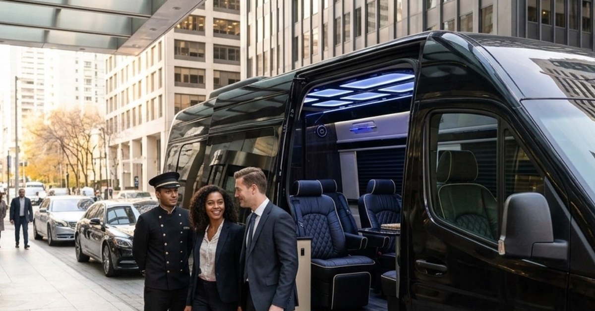 Black Chauffeuropolis vehicle with chauffeur